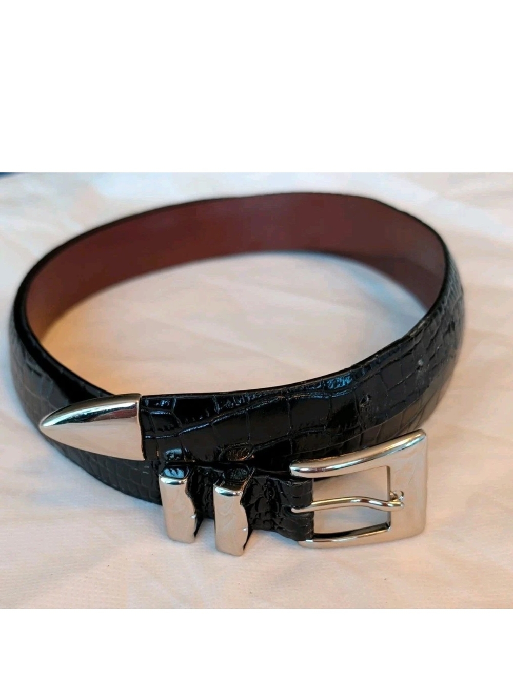 Men's Torino Paul Frederick Belt Black Crocodile Embossed Itn. Calfskin Size 44